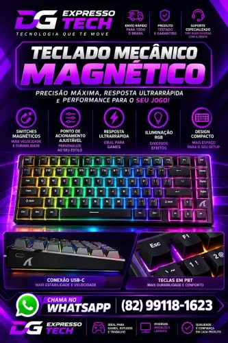 Teclado Gamer Attack Shark R82 HE Preto - Hall Effect 8K