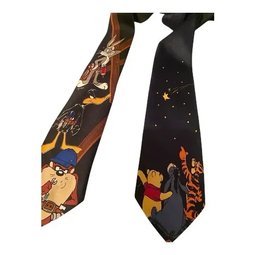 Kit 2 Gravatas Vintage Picasso Hand Made - Looney Tunes e Ursinho Pooh
