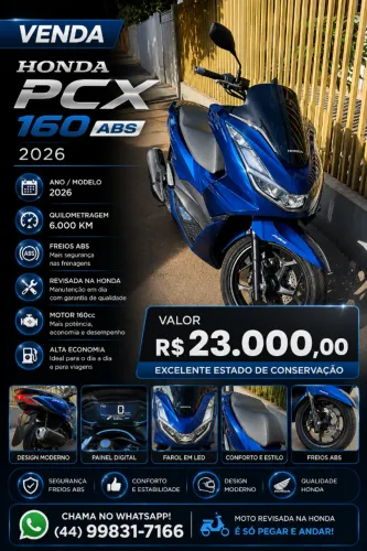 Honda PCX 160 ABS 2026 Azul - Estado de Zero