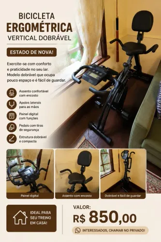Bicicleta ergométrica vertical dobrável