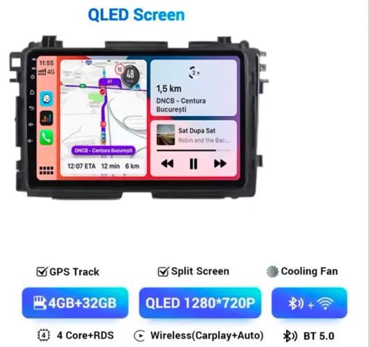 Central Multimídia QLED Android - Honda HR-V 2015 a 2022