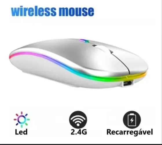 Mouse óptico sem fio com bateria recarregável 