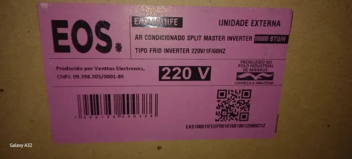 Ar condicionado EOS 18.000 Btu/h Inverter, 220 Volts