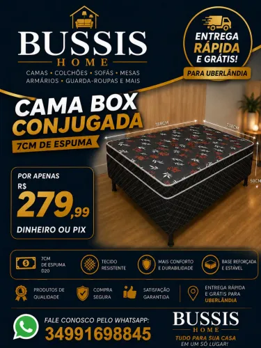 CAMA BOX CASAL CONJUGADA 7CM DE ESPUMA