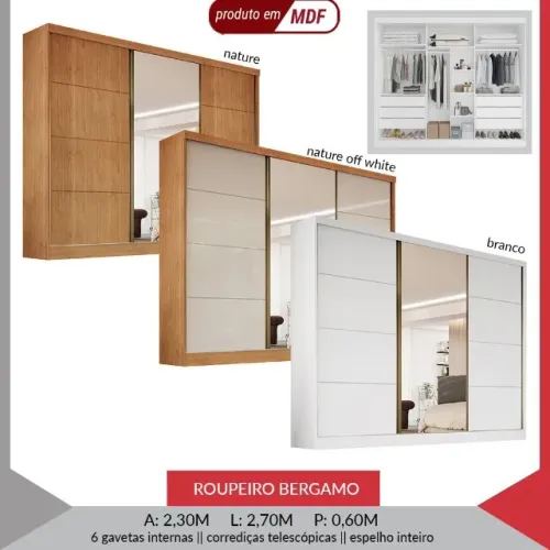 Guarda Roupa Casal, MDF, porta de correr