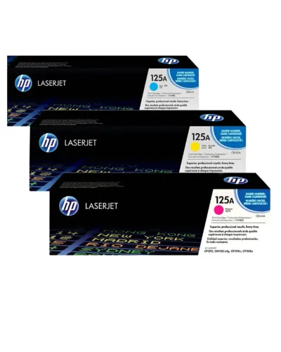 Toner HP cartucho 125A kit amarelo magenta e cyan