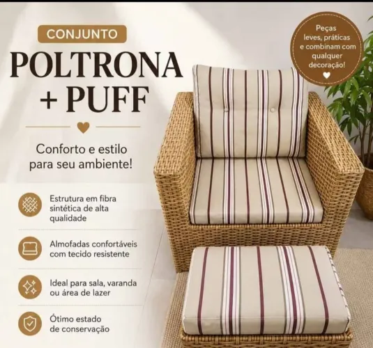 Poltrona VIME com almofadas + Puff
