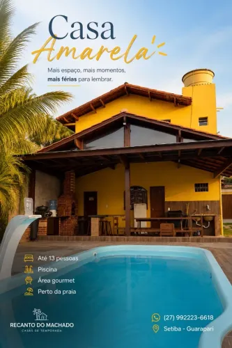 Casa amarela Recanto do Machado em Setiba Guarapari para temporada