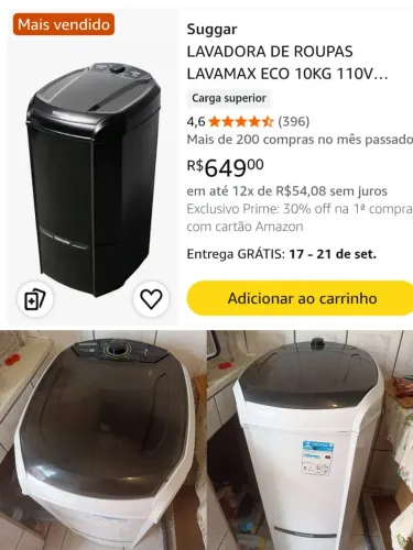 Tanquinho 10kg SUGGAR Lavamax ECO