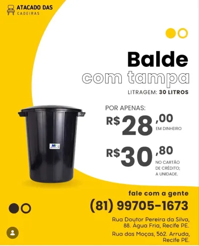 Balde 30 litros com tampa 