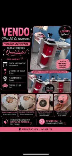 Kit completo para manicure - mesa + 2 cabines + motor + sugador de pó