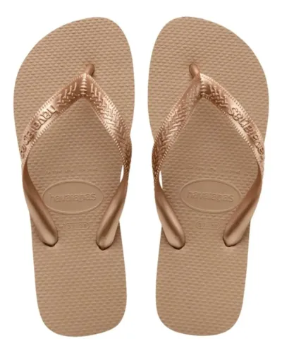 Chinelo Havaianas Feminino Adulto Metalizado Top Tiras Rose Gold *