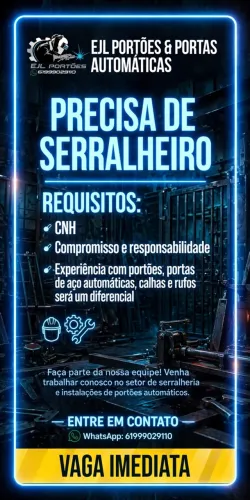 Vaga de emprego para serralheiro