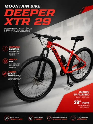 Bicicleta Deeper Aro 29 Quadro 17 Alumínio | Shimano + Freio a Disco | Nova c/ Nota Fiscal