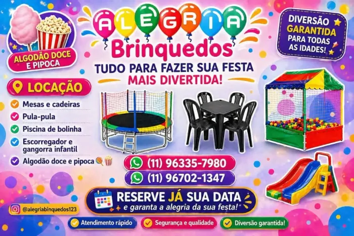 Locação mesa cadeiras e brinquedos 