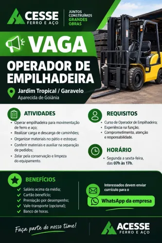 Contrata-se operador de empilhadeira