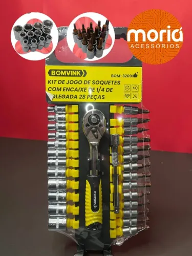 Chave Catraca Soquete 28 Peças 1/4 Chave Allen Torx