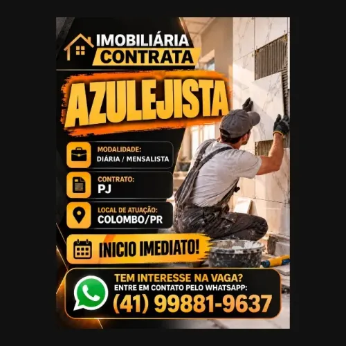 CONTRATA-SE AZULEJISTA- INÍCIO IMEDIATO