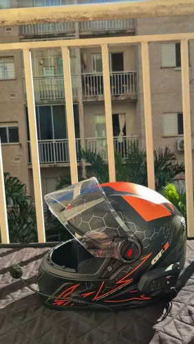 Capacete ROSA Fw3 Gt2 Viseira Cristal com Narigueira com Intercomunicador Bluetooth 