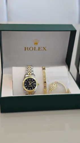 Conjunto Relógio, bracelete e brincos rolex 
