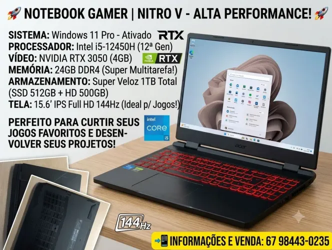 Notebook Gamer | NITRO V 24GB RAM - RTX 3050