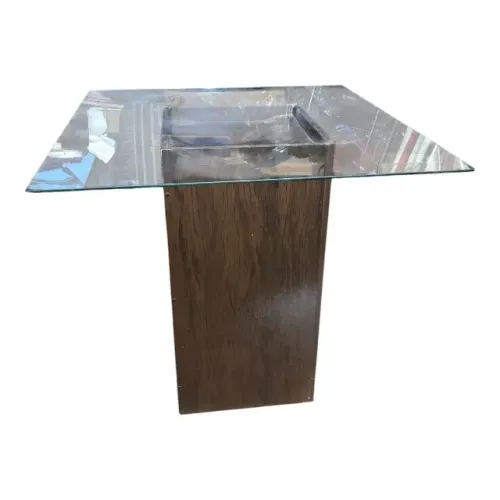 Mesa de Apoio em Madeira com Tampo de Vidro