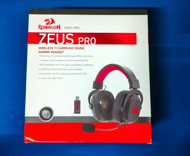 Headset Gamer Redragon Zeus ProH510-PRO Sem Fio Wireless Bluetooth 7-NOVO