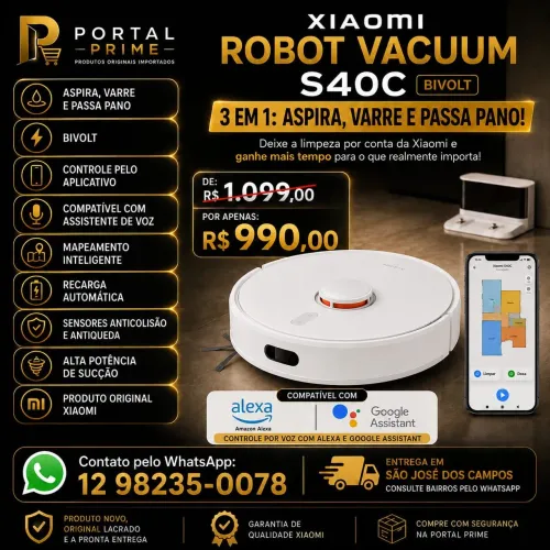 Robô Aspirador Vacuum S40C Xaomi Novo
