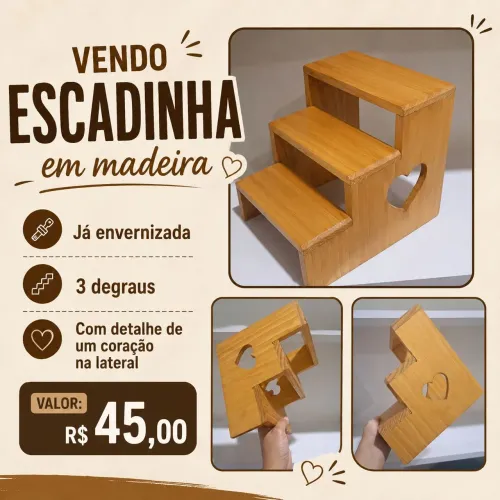 Escada pra decoração em madeira pinus