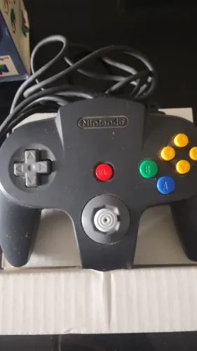 Controle Nintendo 64 original preto com caixa e manual