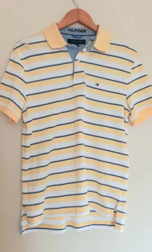 Camisa polo tommy hilfiger amarela listrada