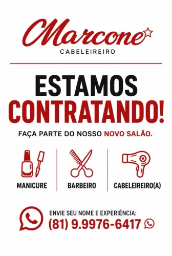 Oferta de emprego para: manicure, cabeleireiro e barbeiro !