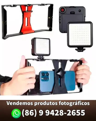 Kit Suporte Estabilizador Celular + Mini Luz Led (novo)