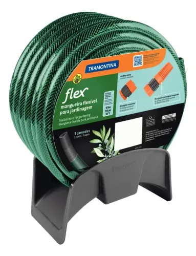 Mangueira Flex Para Jardim Tramontina Verde Em Pvc 3 Camadas 20 M Com Engate Rosqueado, Es