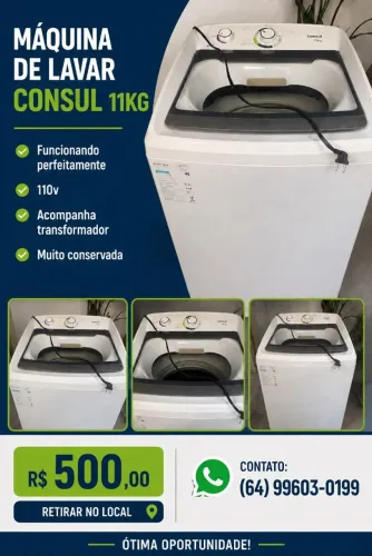Máquina de Lavar Consul 11kg 110V acompanha transformador. Funciona perfeitamente.