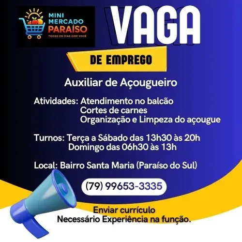 Vaga de Auxiliar de Açougueiro 