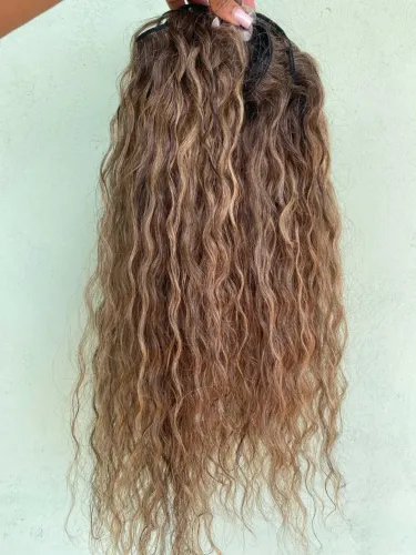 Cabelo Humano - Loiro Ondulado, telado, 55 cm, 170g