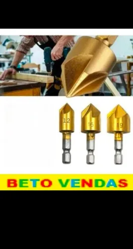 Kit 3 brocas chanfradas para madeira e plástico