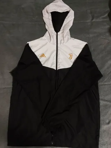 Jaqueta Corta-Vento Preta e Branca Masculina