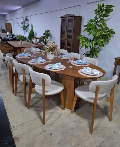 Mesa de Jantar elegante com 6 Cadeiras 2.40x1.30m