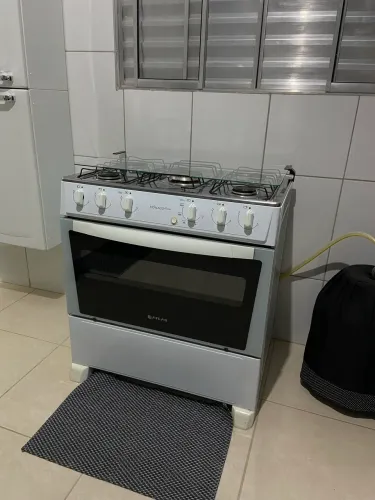 Fogão 5 Bocas Atlas Mônaco Plus Mesa De Inox Bivolt Branco