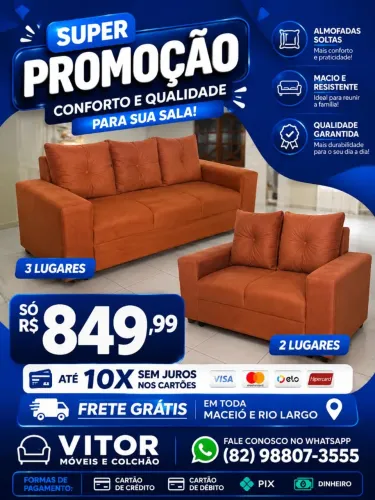 OFERTAS DE SOFÁ 2 E 3 LUGARES ALMOFADA SOLTAS