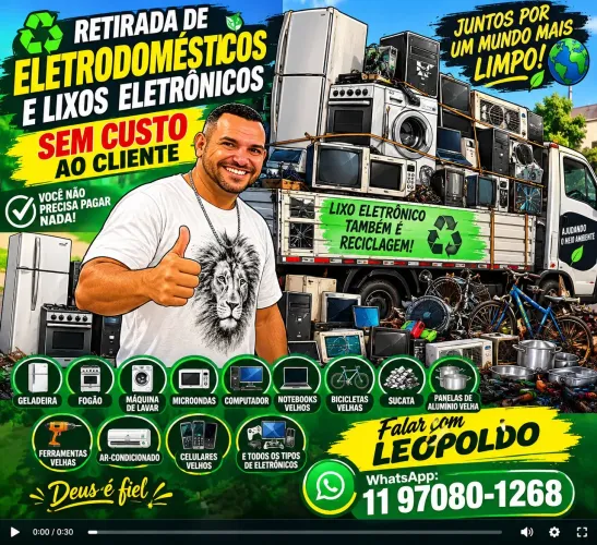 RETIRADA DE ELETRODOMÉSTICOS E LIXOS ELETRÔNICOS SEM CUSTO