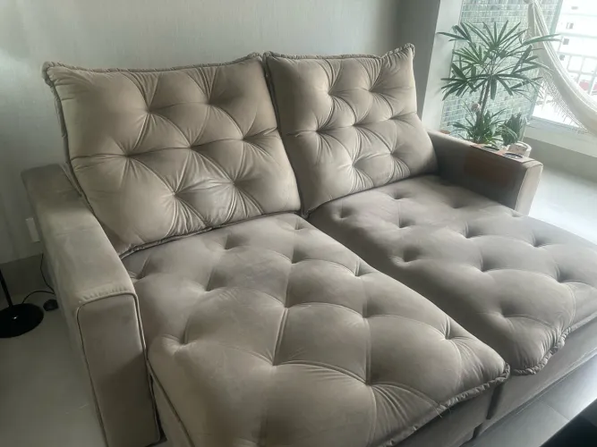 SOFÁ RECLINÁVEL DE MOLAS ENSACADAS - VIRA CAMA DE CASAL!
