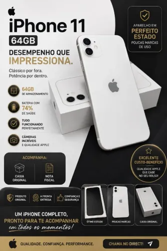 iPhone 11 64GB Branco | Excelente Estado | Caixa + Nota Fiscal