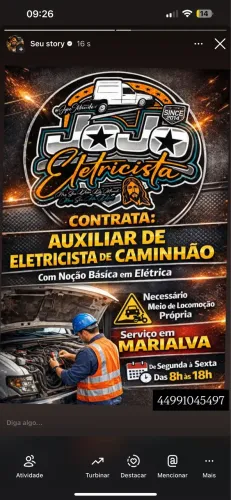 Vaga de aux de eletricista de caminhão 