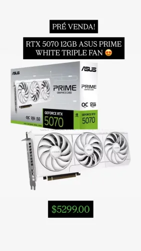 RTX 5070 12GB ASUS PRIME WHITE TRIPLE FAN - loja fisica