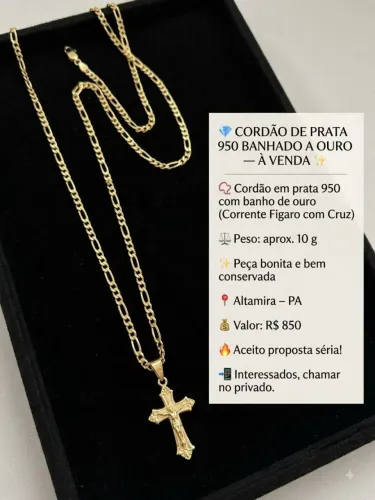 CORDÃO DE PRATA 950? BANHADO A OURO A VENDA