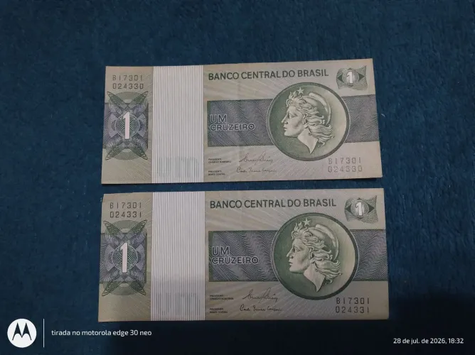 2 cédulas 1 cruzeiro sequência