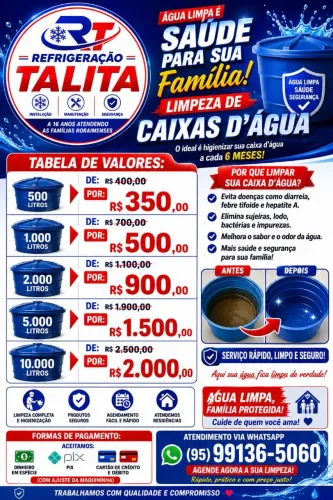 LIMPEZA CAIXA D'ÁGUA